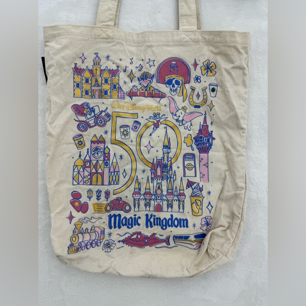 Starbucks Disney 50th Anniversary Magic Kingdom Cream Tote Bag - Picture 7 of 15